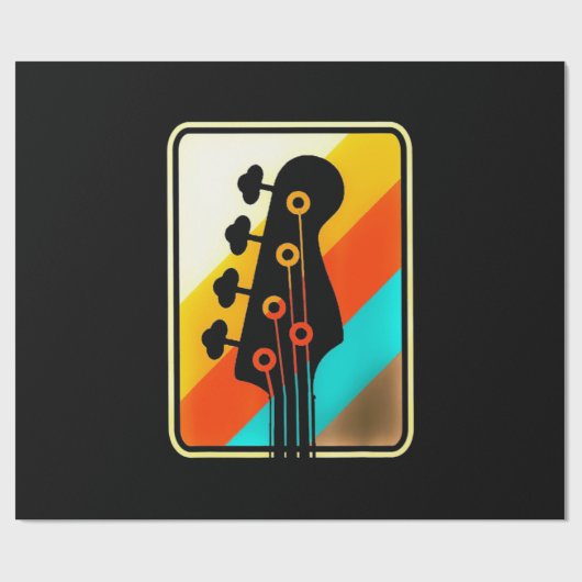 Weihnachtsgeschenk | Retro Vintag Guitar Player Geschenkpapier (Flach)