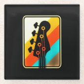 Weihnachtsgeschenk | Retro Vintag Guitar Player Glasuntersetzer (Vorderseite)