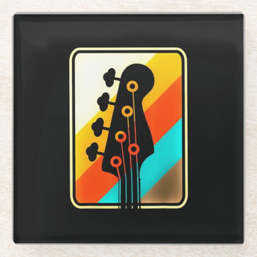 Weihnachtsgeschenk | Retro Vintag Guitar Player Glasuntersetzer (Vorderseite)
