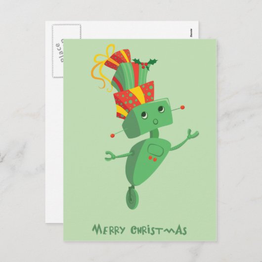 Weihnachtsgeschenk-Roboter Feiertagspostkarte (Vorne/Hinten)
