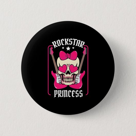 Weihnachtsgeschenk | Rockstar Princess Skull Button (Vorderseite)