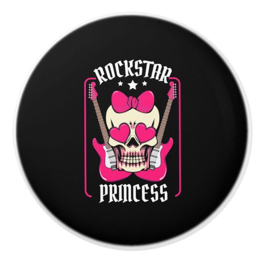 Weihnachtsgeschenk | Rockstar Princess Skull Keramikknauf (Vorderseite)