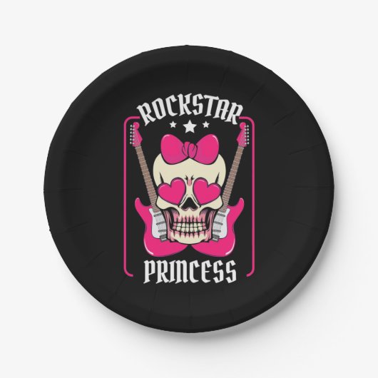 Weihnachtsgeschenk | Rockstar Princess Skull Pappteller (Vorderseite)