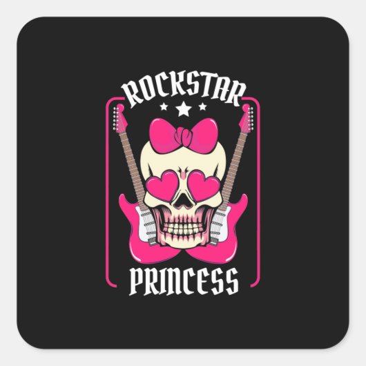 Weihnachtsgeschenk | Rockstar Princess Skull Quadratischer Aufkleber (Vorderseite)