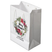 Weihnachtsgeschenk Rose weiß Mittlere Geschenktüte (Vorderseite Schrägansicht)