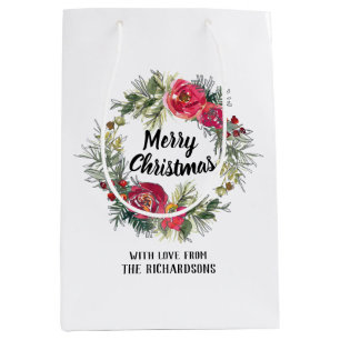 Weihnachtsgeschenk Rose weiß Mittlere Geschenktüte