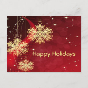 Weihnachtsgeschenk Rote Goldene Schneeflocken Feie Postkarte