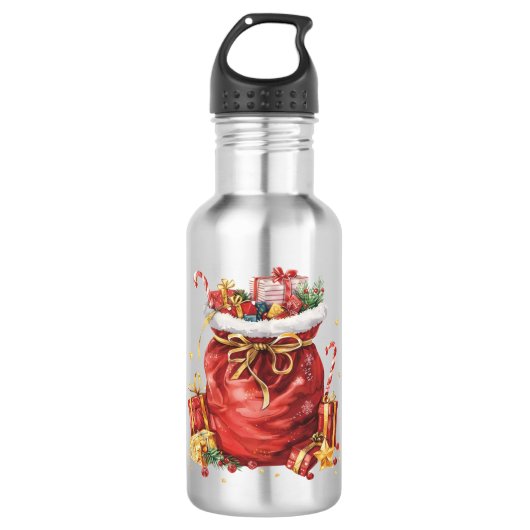 Weihnachtsgeschenk Sack mit Geschenken Edelstahlflasche (Vorderseite)
