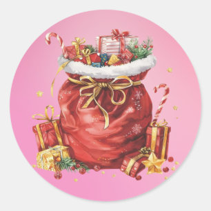 Weihnachtsgeschenk Sack mit Geschenken Runder Aufkleber