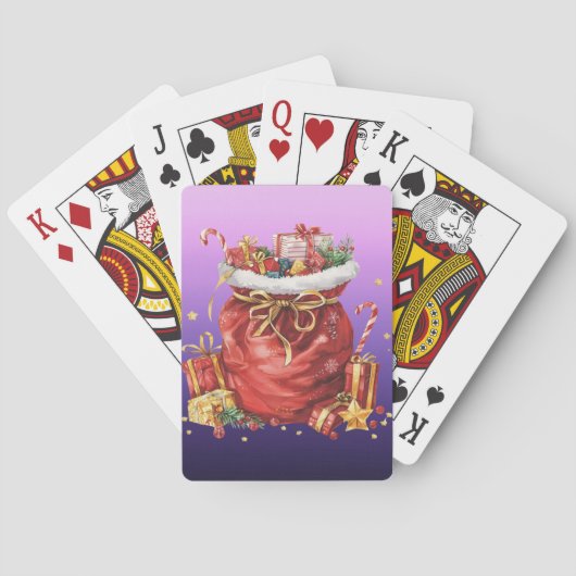 Weihnachtsgeschenk Sack mit Geschenken Spielkarten (Rückseite)