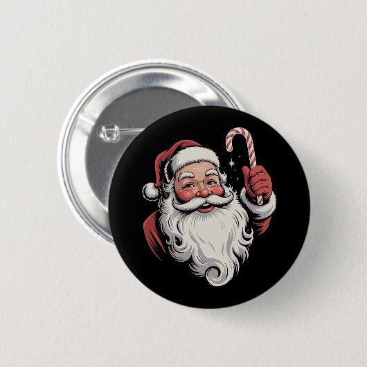 Weihnachtsgeschenk Santa Retro Vintag Button (Vorne & Hinten)