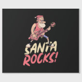 Weihnachtsgeschenk | Santa Rocks Guitar Geschenkpapier (Flach)