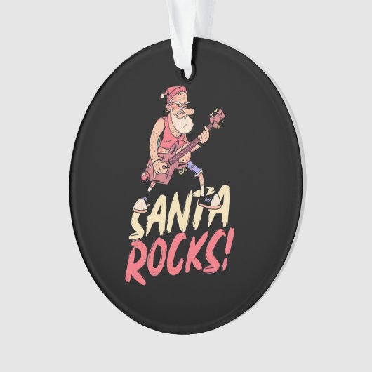 Weihnachtsgeschenk | Santa Rocks Guitar Ornament (Vorderseite)