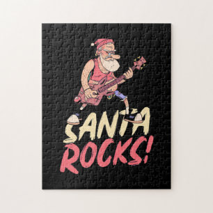 Weihnachtsgeschenk Santa Rocks Guitar Puzzle