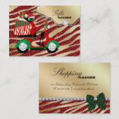 Weihnachtsgeschenk-Schmuck-Goldroter Zebra-Glitzer Visitenkarte (Vorne/Hinten)