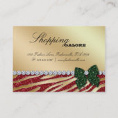 Weihnachtsgeschenk-Schmuck-Goldroter Zebra-Glitzer Visitenkarte (Rückseite)