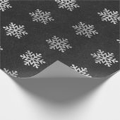 Weihnachtsgeschenk Schneeflocken Schwarzes Silber Geschenkpapier (Ecke)