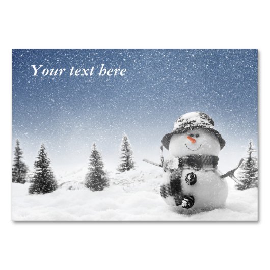 Weihnachtsgeschenk Snowman-Tischkarte Tischnummer (Vorderseite)