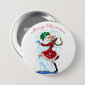Weihnachtsgeschenk Snowman und Girl Dance Button (Vorne & Hinten)
