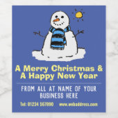 Weihnachtsgeschenk Spaß Snowman Wein Flaschen Labe Weinetikett (Einzelnes Label)