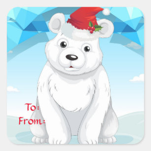 Weihnachtsgeschenk Sticker-Polar-Bär Quadratischer Aufkleber