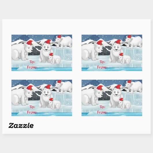 Weihnachtsgeschenk Sticker-Polar-Bären Rechteckiger Aufkleber (Blatt)