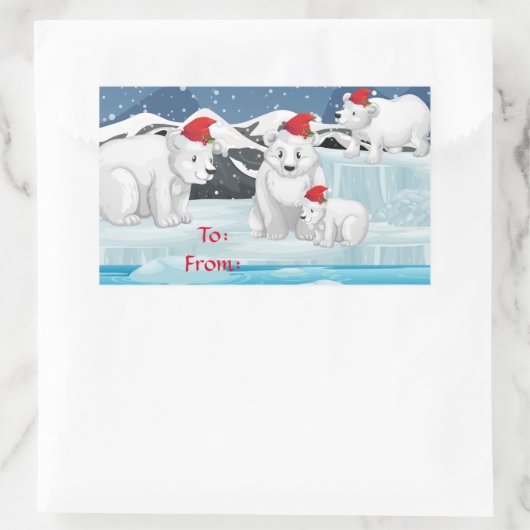 Weihnachtsgeschenk Sticker-Polar-Bären Rechteckiger Aufkleber (Tasche)
