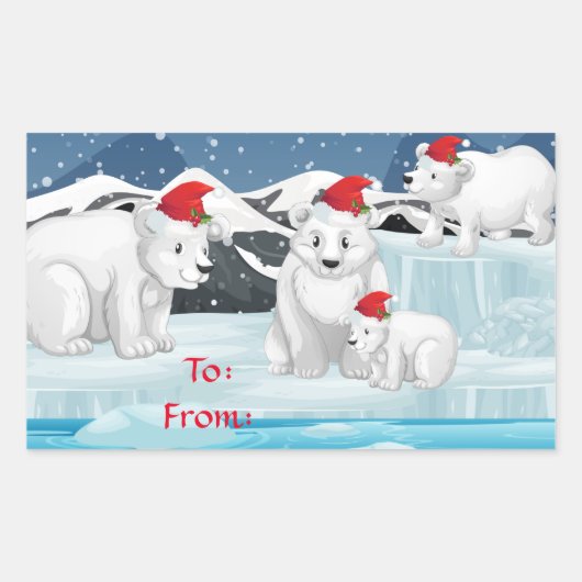 Weihnachtsgeschenk Sticker-Polar-Bären Rechteckiger Aufkleber (Vorderseite)