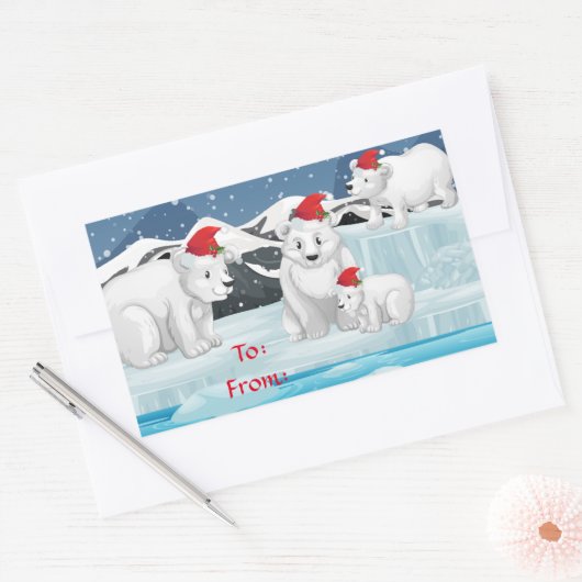 Weihnachtsgeschenk Sticker-Polar-Bären Rechteckiger Aufkleber (Umschlag)