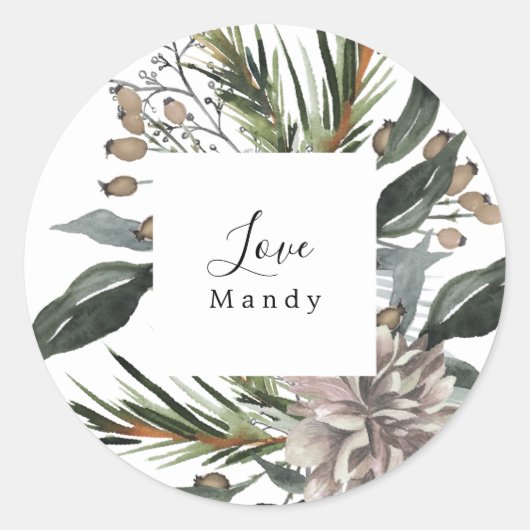 Weihnachtsgeschenk Sticker Vintag Blumenfest (Vorderseite)