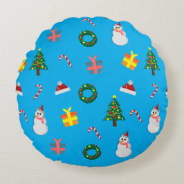 Weihnachtsgeschenk – Süßes Wintermotiv mit Schneem Rundes Kissen