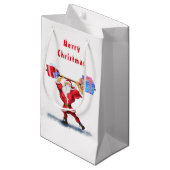 Weihnachtsgeschenk Tag Bodybuilder Santa mit Gesch Kleine Geschenktüte (Vorderseite Schrägansicht)