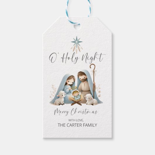 Weihnachtsgeschenk-Tag der Krippe Geschenkanhänger (Vorderseite)