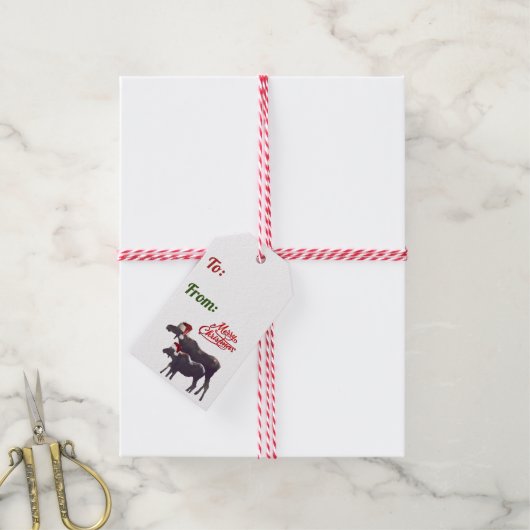 Weihnachtsgeschenk-Tag des Elchs Geschenkanhänger (Mit Garn)