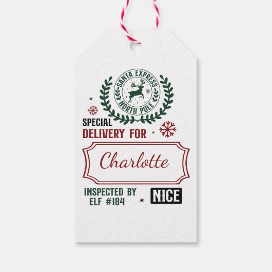 Weihnachtsgeschenk-Tag Geschenkanhänger (Rückseite)