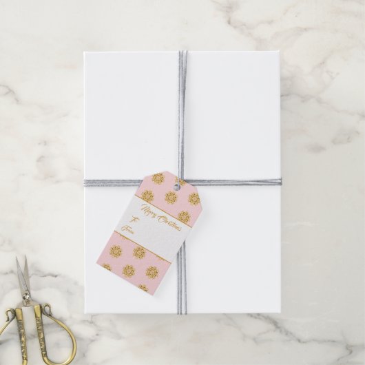 Weihnachtsgeschenk Tag-Gold Schneeflocken Geschenkanhänger (Mit Garn)