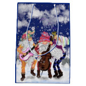 Weihnachtsgeschenk Tag Happy Gnome Music Band Mittlere Geschenktüte (Rückseite)