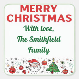 Weihnachtsgeschenk-Tag, Personalisierter Weihnacht Quadratischer Aufkleber