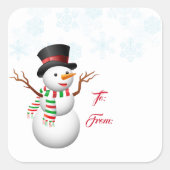 Weihnachtsgeschenk Tag Stickers-Snowman Quadratischer Aufkleber (Vorderseite)