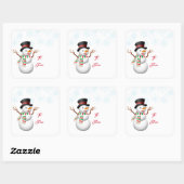 Weihnachtsgeschenk Tag Stickers-Snowman Quadratischer Aufkleber (Blatt)