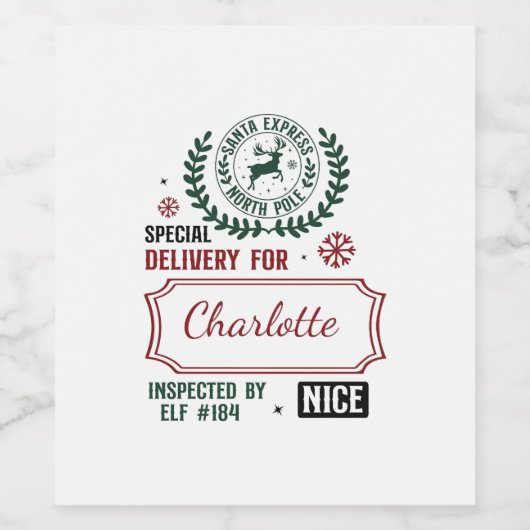 Weihnachtsgeschenk-Tag Weinetikett (Einzelnes Label)