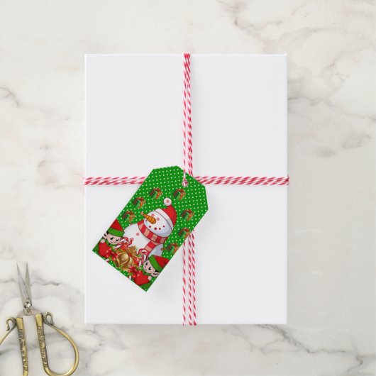Weihnachtsgeschenk Tags Snowman Elf Geschenkanhänger (Mit Garn)