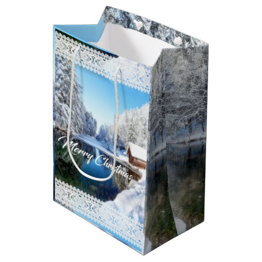 Weihnachtsgeschenk-Tasche Mittlere Geschenktüte (Vorderseite Schrägansicht)