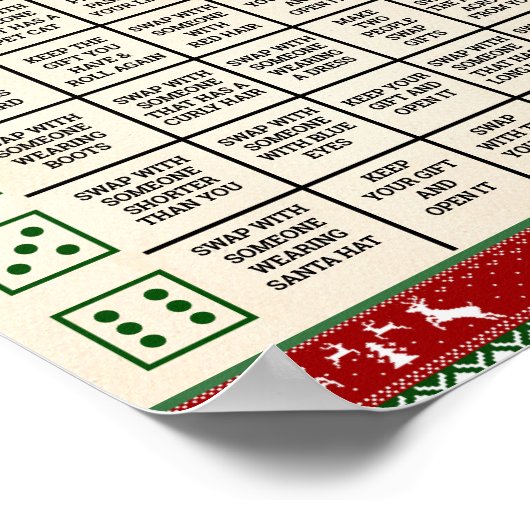 Weihnachtsgeschenk-Tausch-Würfelspiel hässlicher P Poster (Ecke)