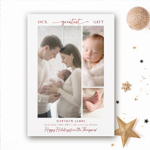Weihnachtsgeschenk über Elegant Einfaches Baby 3 F Feiertagskarte