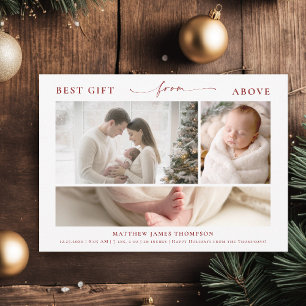Weihnachtsgeschenk über Moderne Elegante Baby 3 Fo Feiertagskarte