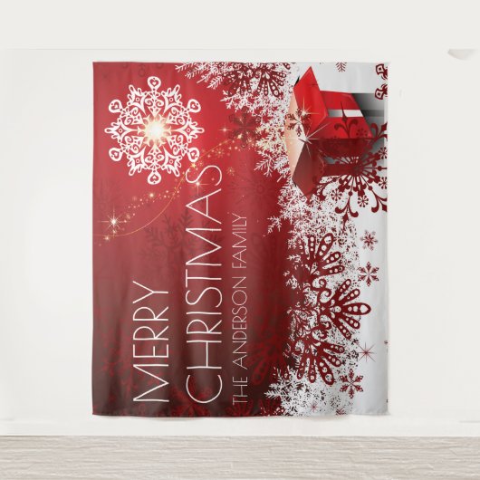 Weihnachtsgeschenk Überraschung Schneeflocke Hinte Wandteppich (Vorderseite)