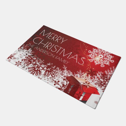 Weihnachtsgeschenk Überraschung Schneeflocken Wint Fußmatte (Schrägansicht)