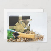 Weihnachtsgeschenk und Flasche Champagner Feiertagspostkarte (Vorne/Hinten)