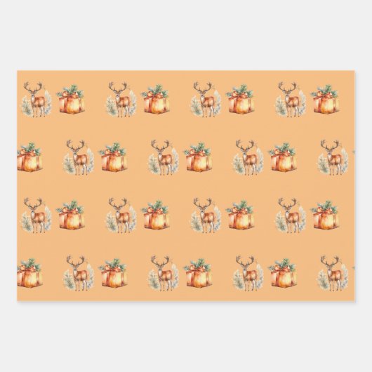 Weihnachtsgeschenk und Hirsch Geschenkpapier Set (Vorderseite 2)